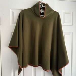 Tuckernuck Olive Green Poncho with Brown Trim